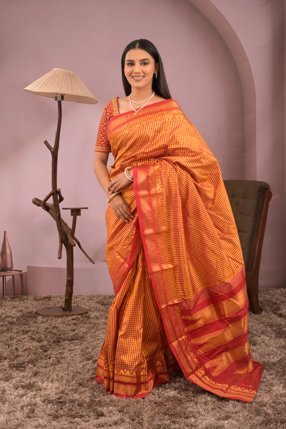 Kolhapuri Ilkal Woven Chex Pattern