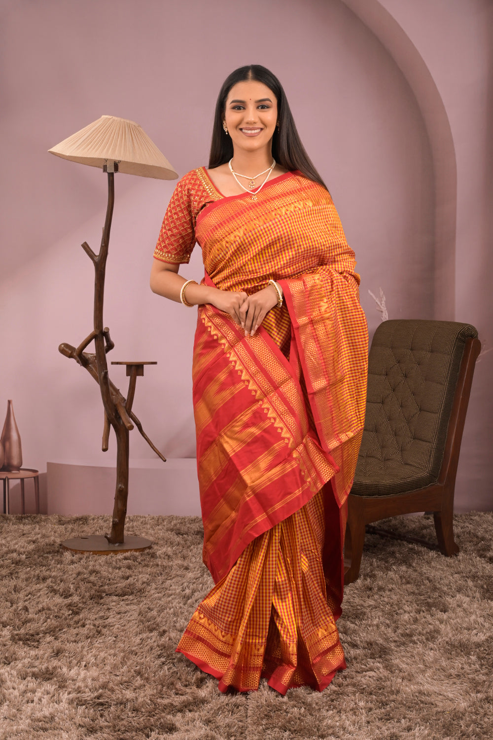 Kolhapuri Ilkal Woven Chex Pattern