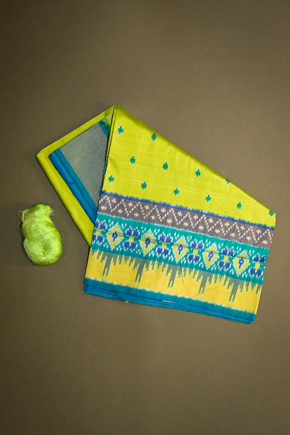 Ikkat Patola Tie And Dye Weave With Blue Contrast