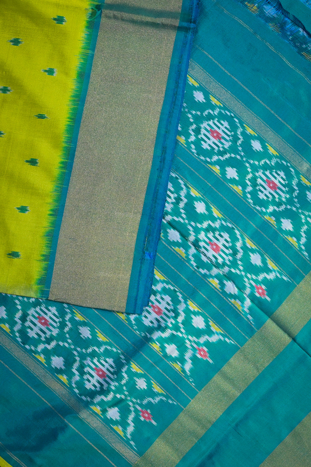 Ikkat Patola Tie And Dye Weave With Blue Contrast