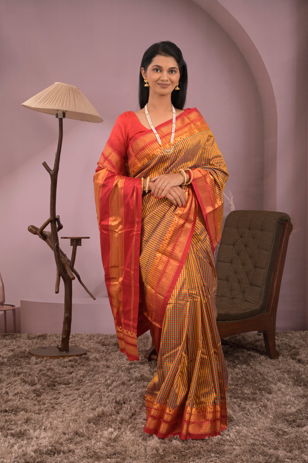 Kolhapuri Ilkal Woven Chex Pattern