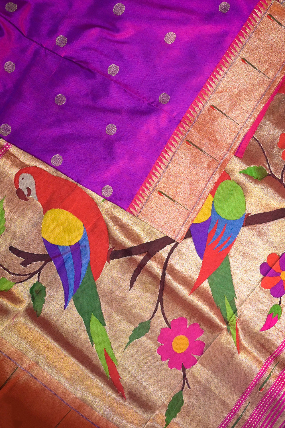 Paithani Handwoven Paithani With Single Muniya Border