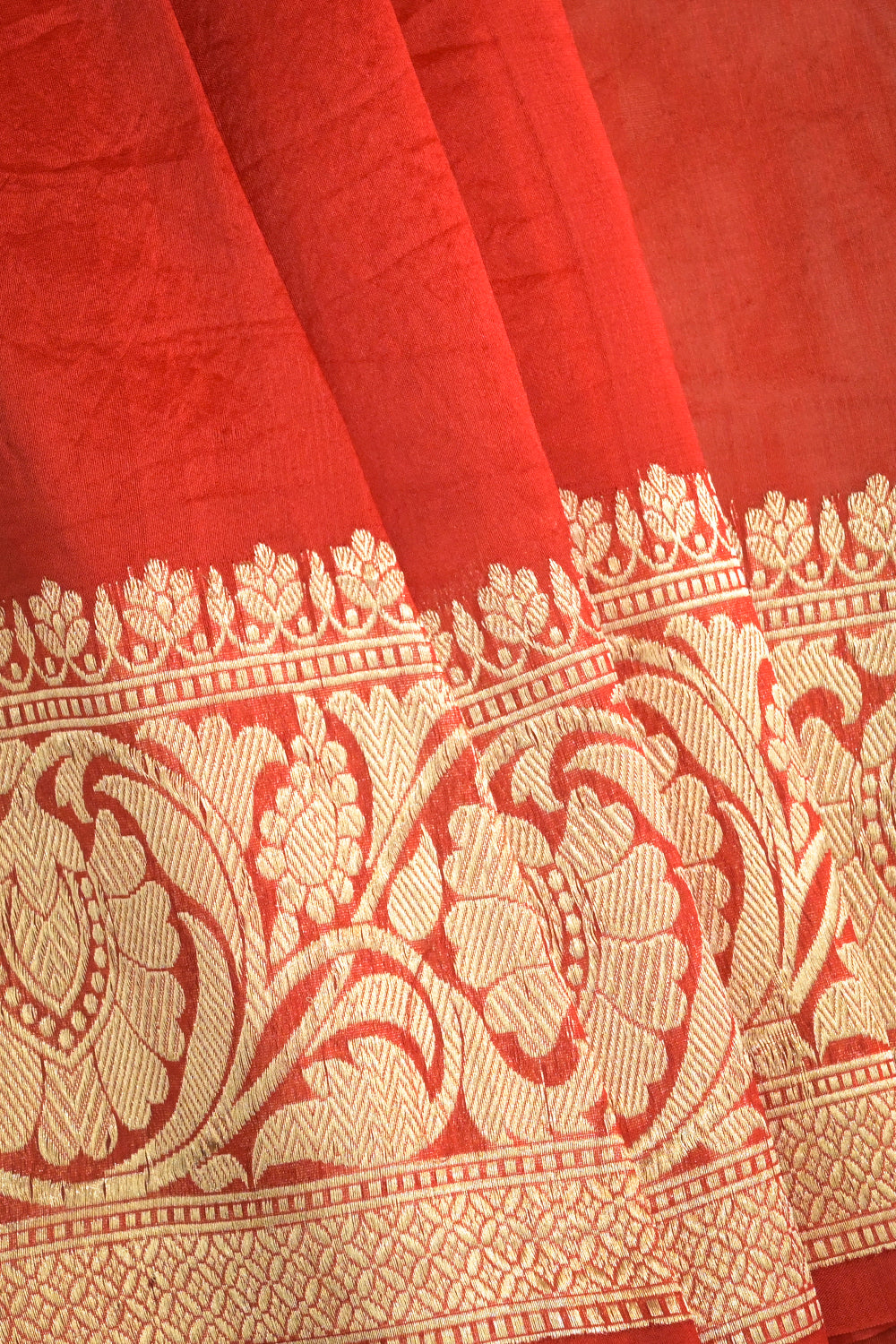 Organza Woven Jari Motifs With Red Contrast