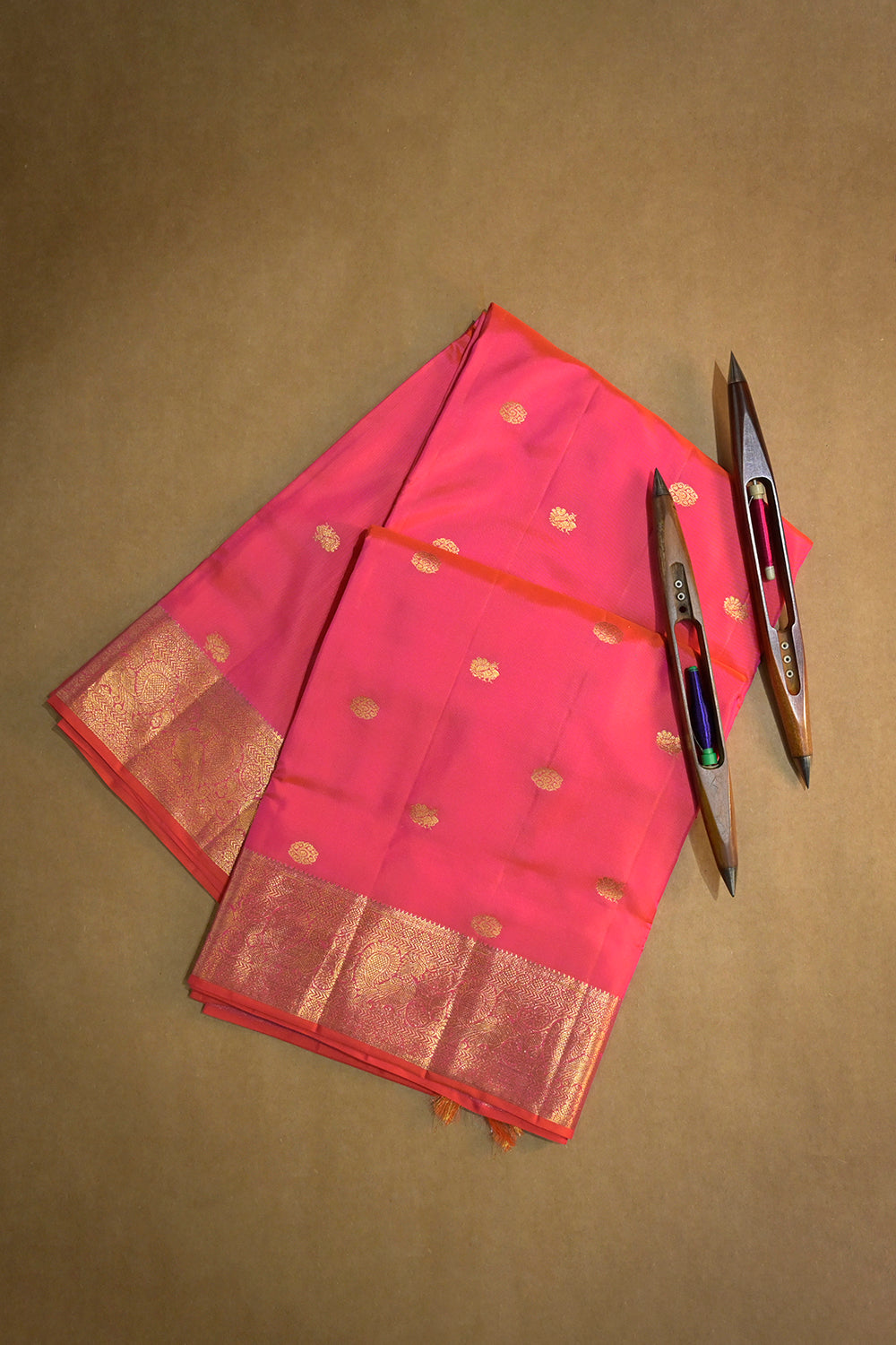 9yard Handwoven Jari Buttas Kanjivaram Silk With Self Matching