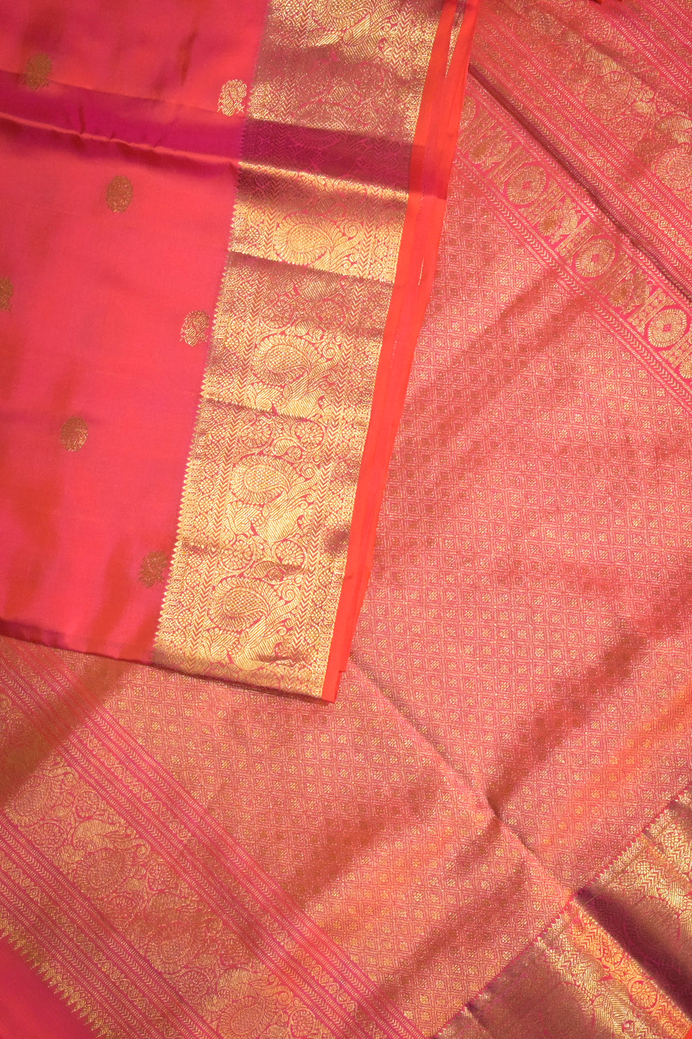 9yard Handwoven Jari Buttas Kanjivaram Silk With Self Matching