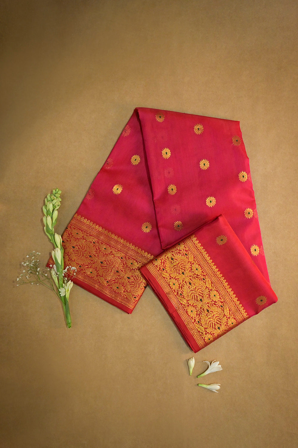 Chanderi Woven Meena And Jari Motifs With Self Matching
