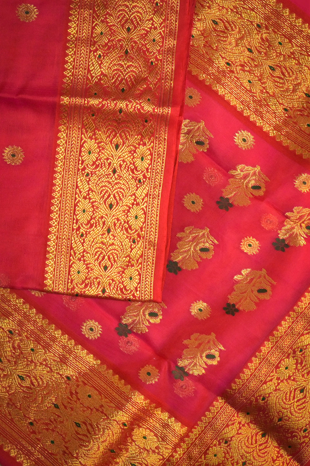 Chanderi Woven Meena And Jari Motifs With Self Matching