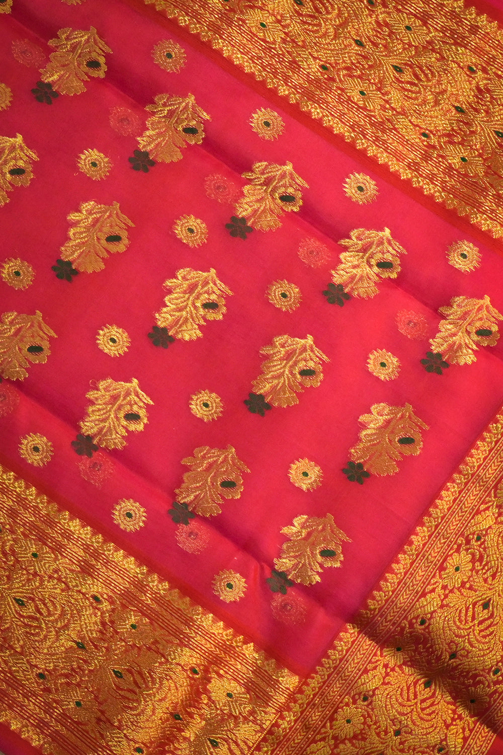 Chanderi Woven Meena And Jari Motifs With Self Matching