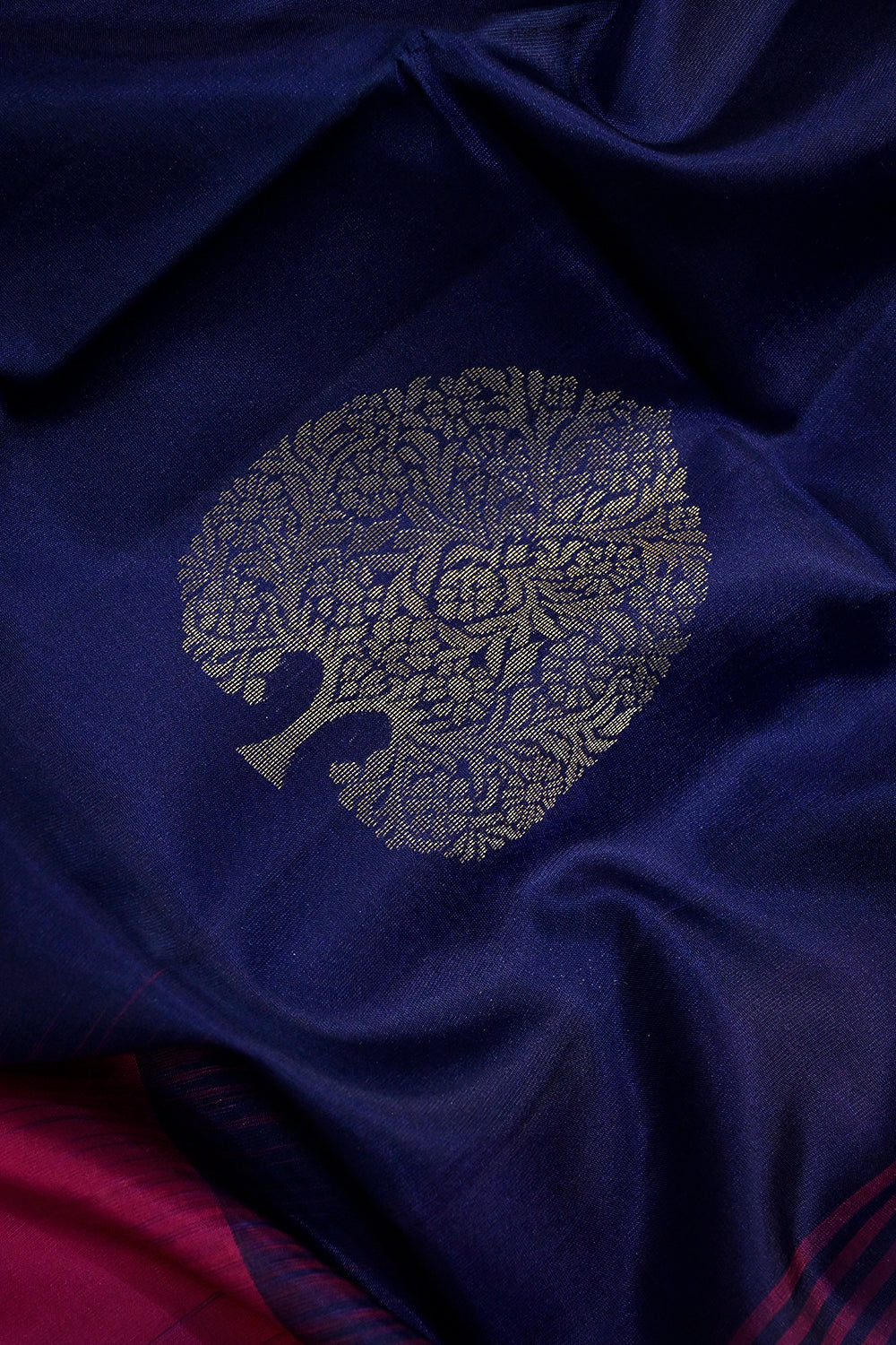 Soft Silk Plain Contrast Satin Border With Silver Jari Motifs