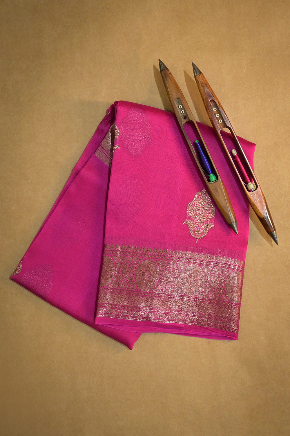 Organza Woven Antique Jari Motifs With Self Matching