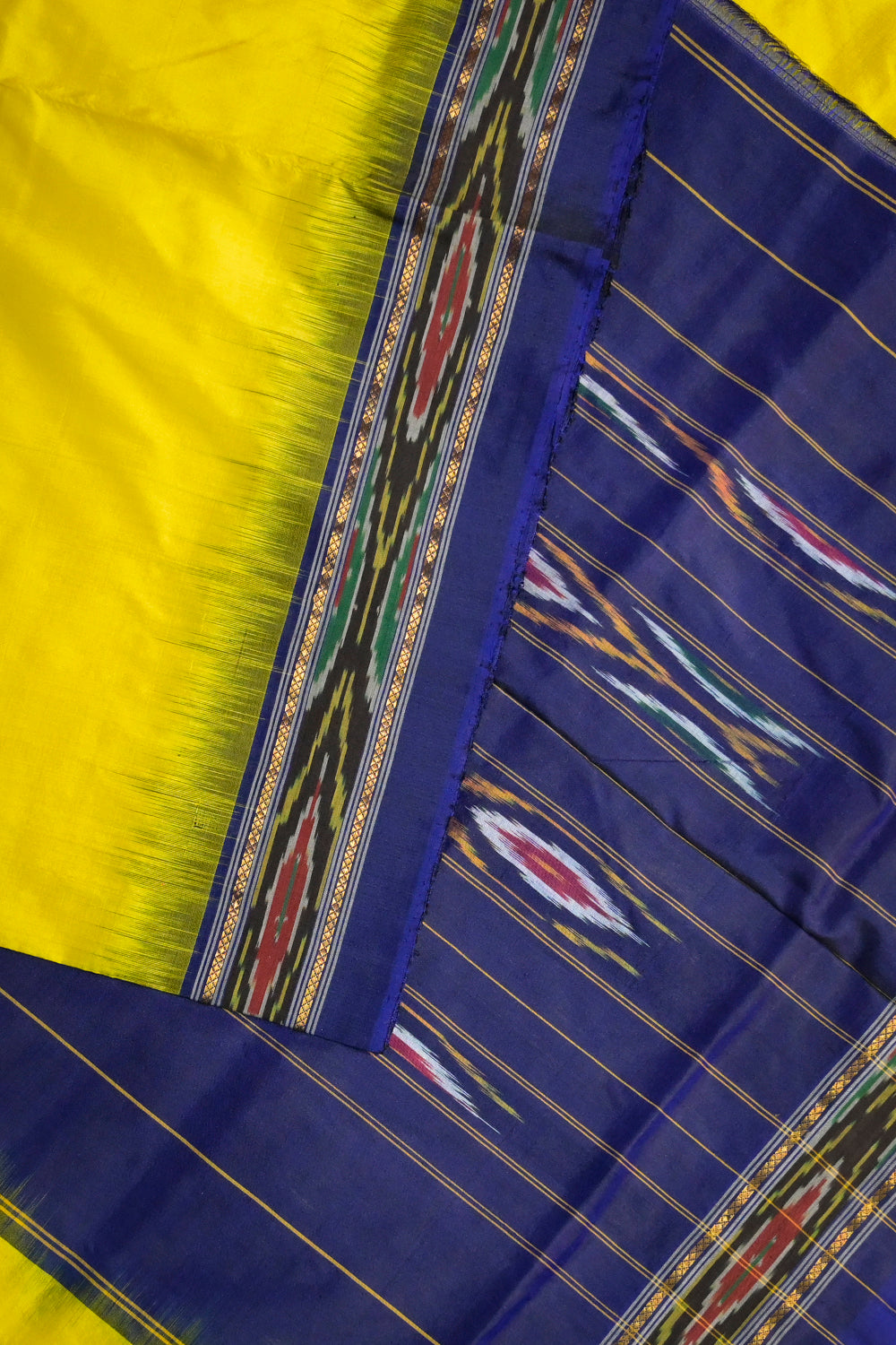 Ikkat Patola Tie And Dye Weave With Blue Contrast