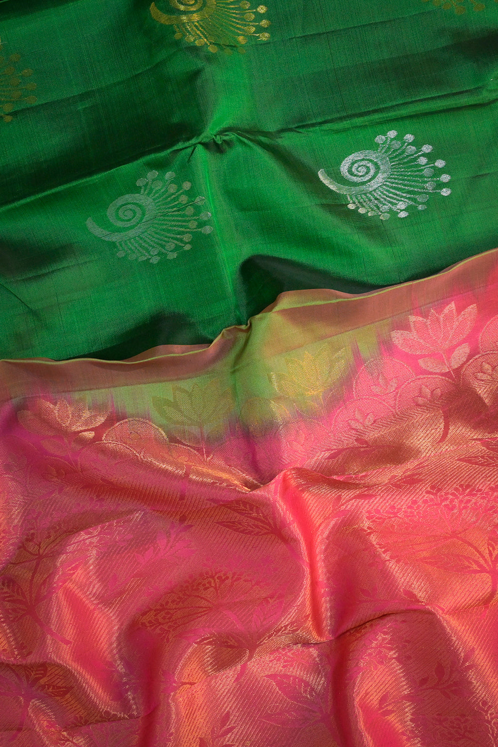 Soft Silk Woven Jari Motifs With Double Border