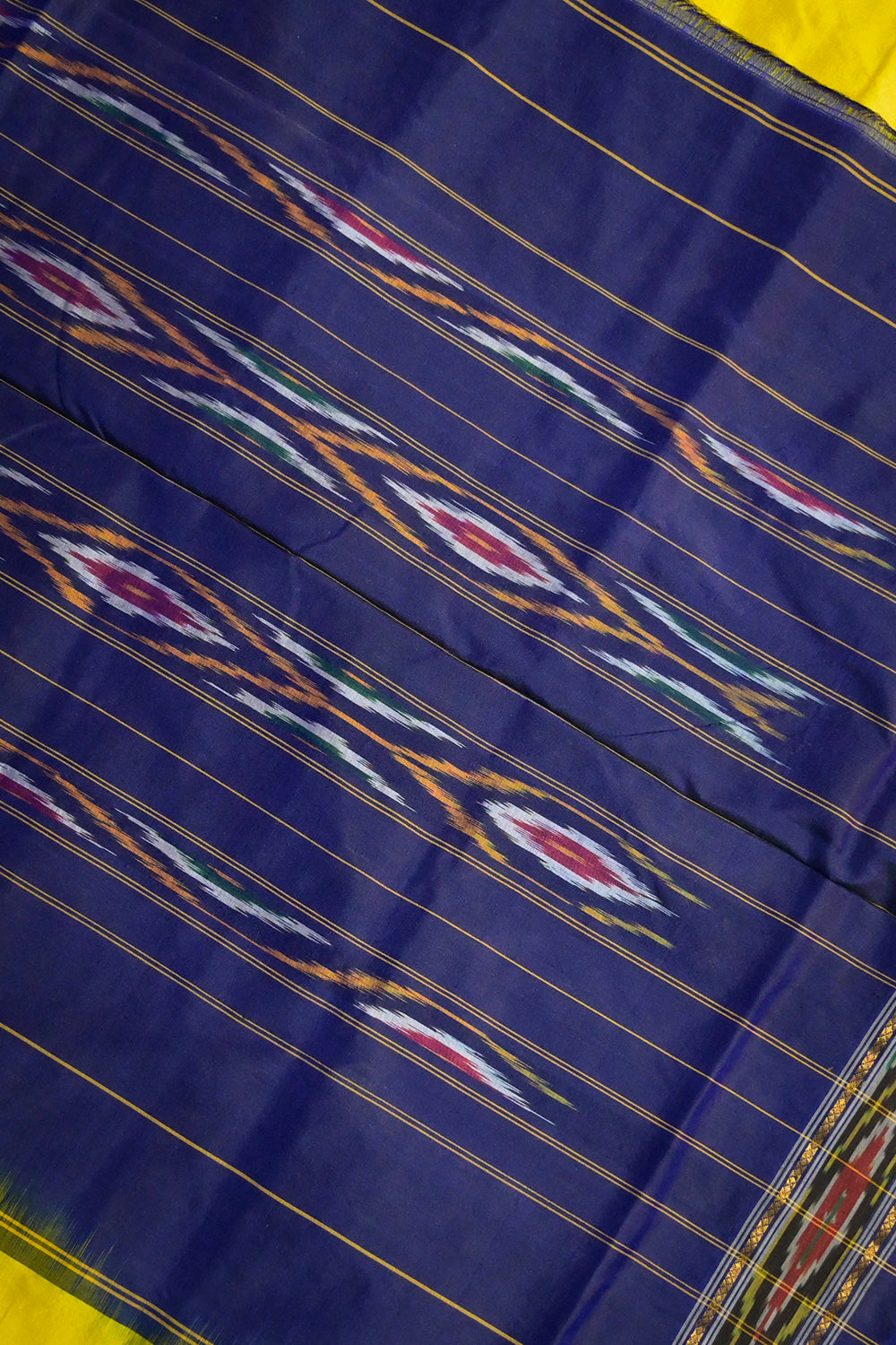 Ikkat Patola Tie And Dye Weave With Blue Contrast