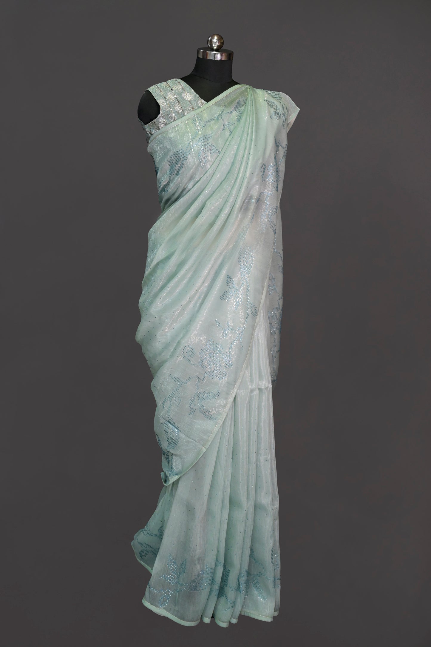 Organza Tissue With Border Sequence Work