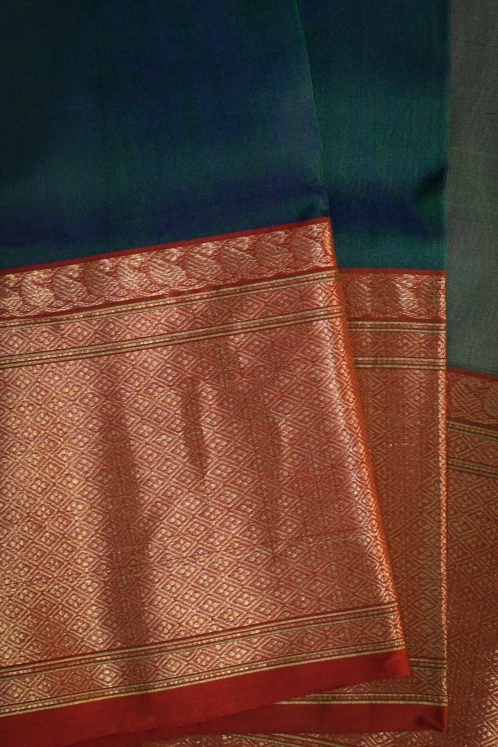 Chanderi Woven Jari Motifs With Red Contrast