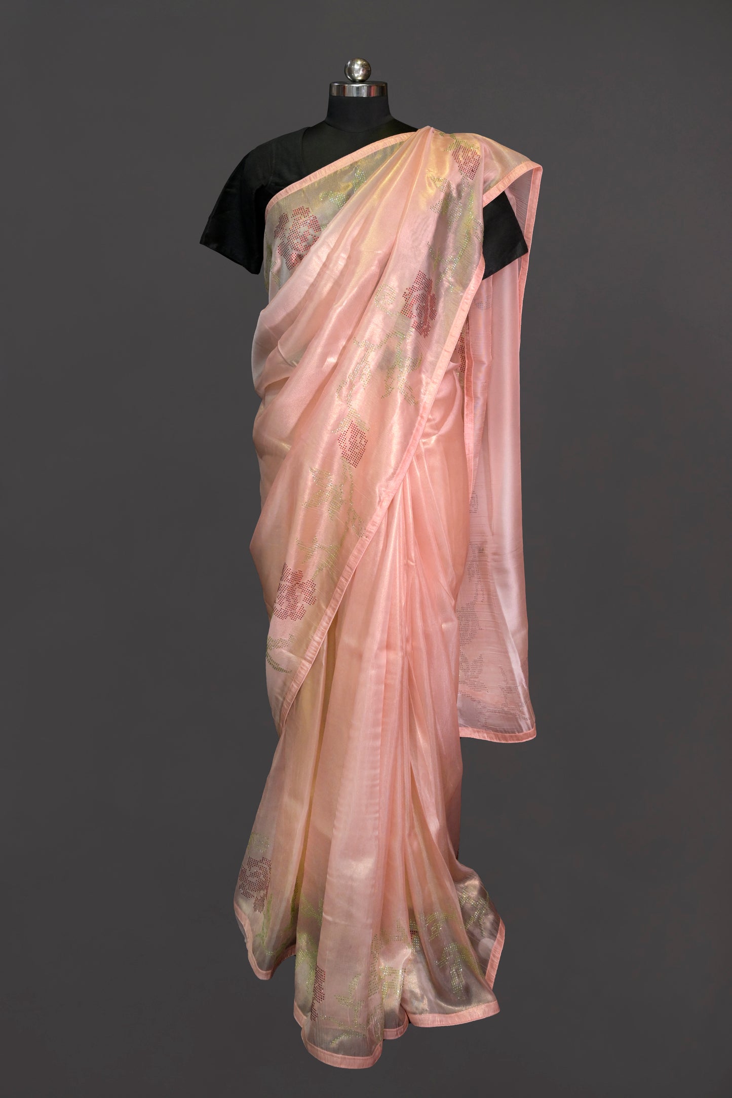 Organza Tissue With Border Sequence Work