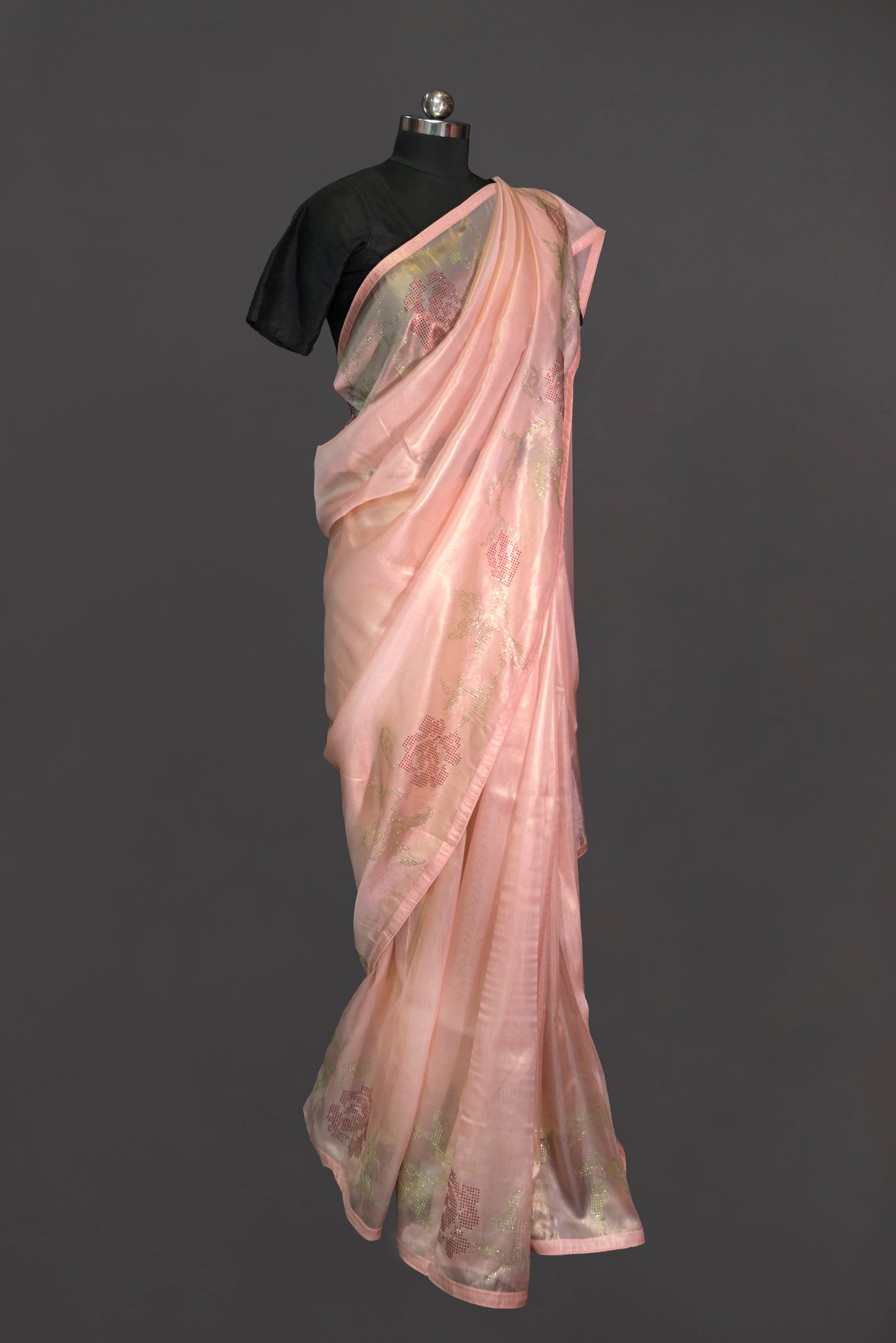 Organza Tissue With Border Sequence Work