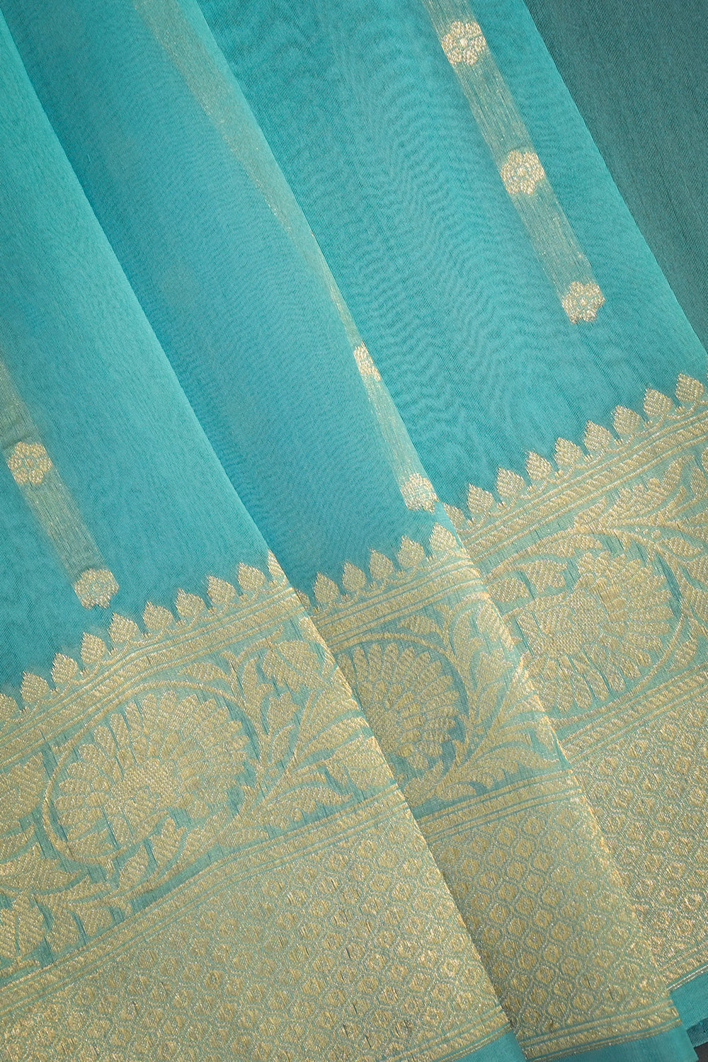 Organza Woven Jari Motifs With Self Matching