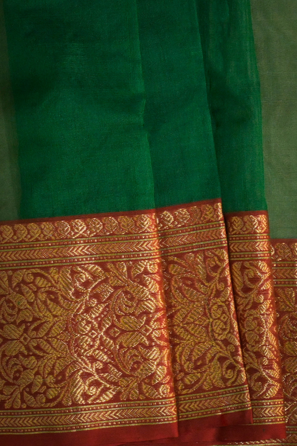 Chanderi Woven Jari Motifs With Red Contrast