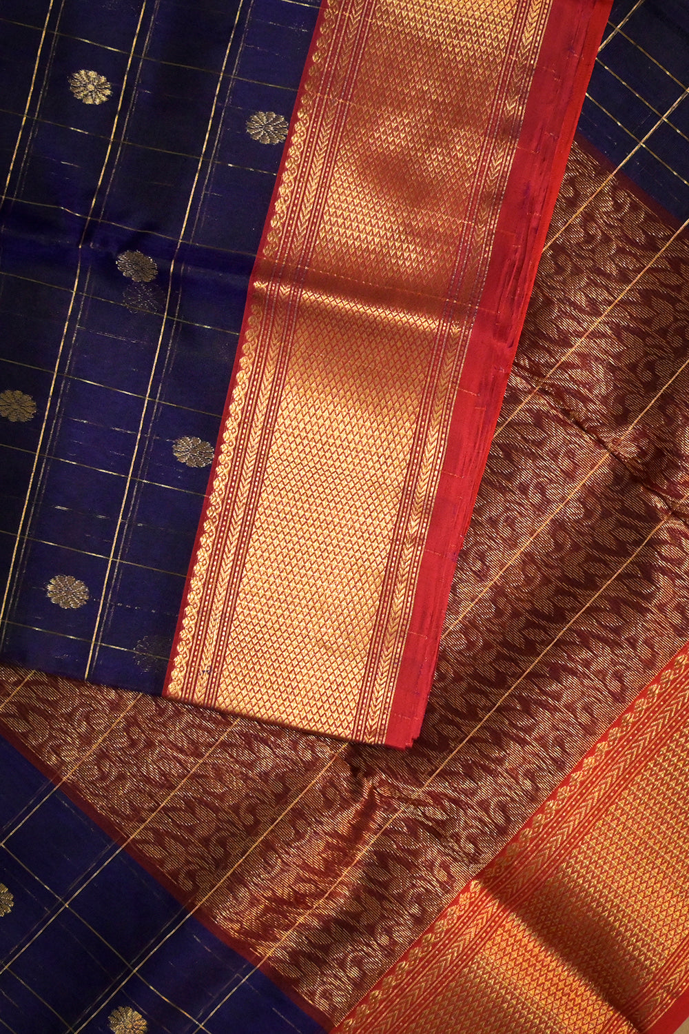Chanderi Woven Jari Motifs With Chex Pattern