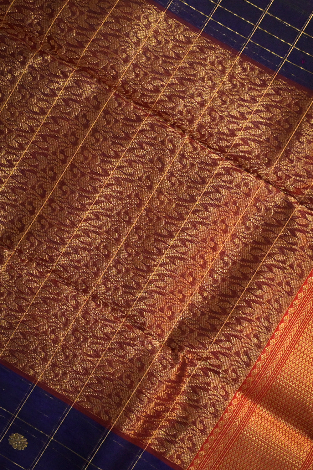Chanderi Woven Jari Motifs With Chex Pattern