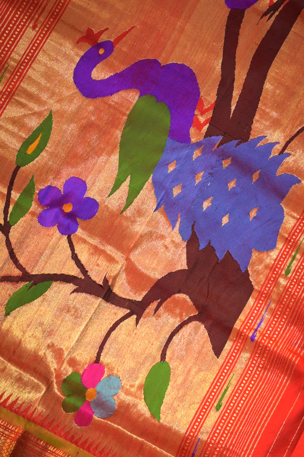 Paithani Handwoven Paithani With Peacock Pallu