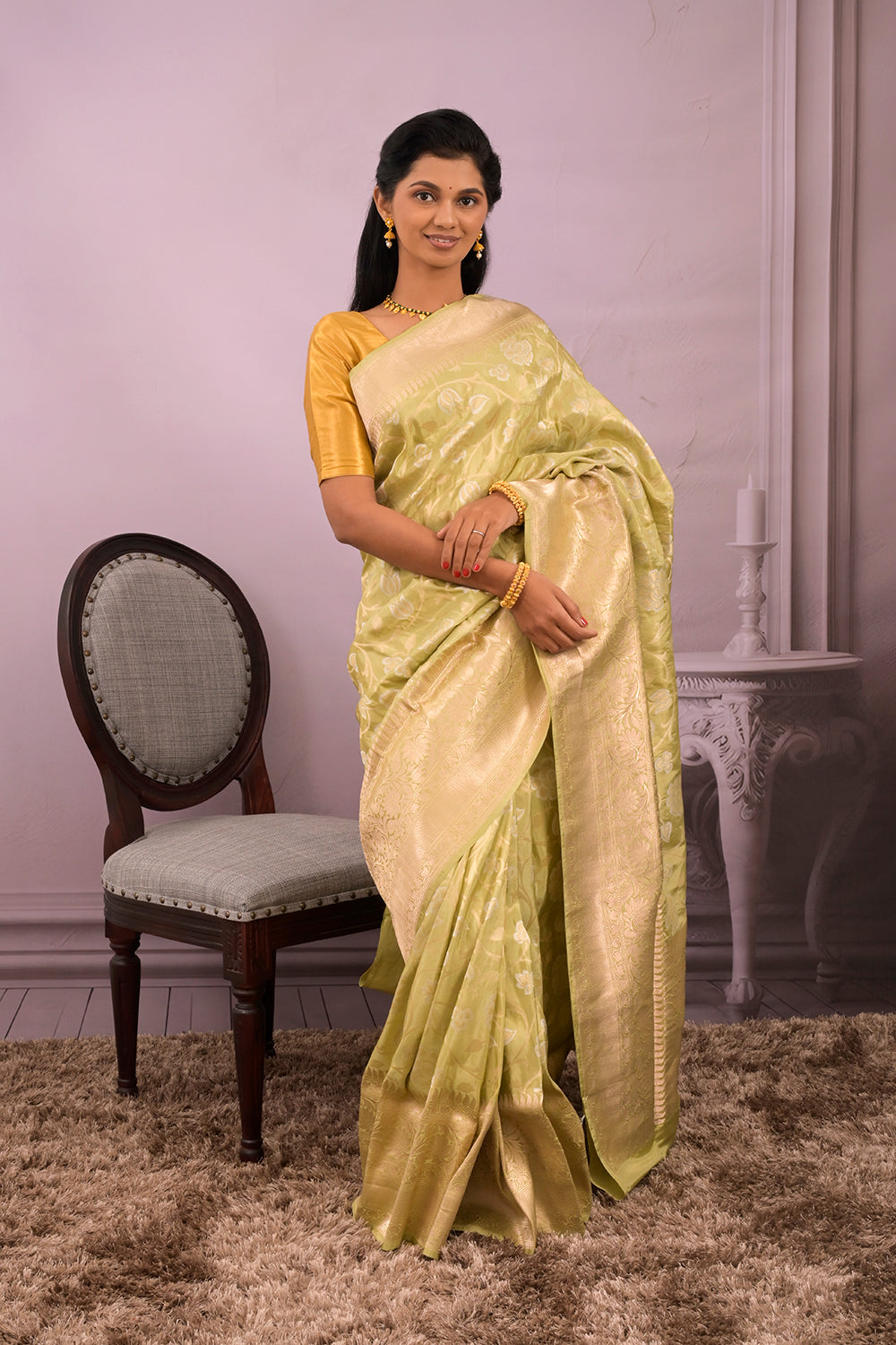 Banarasi Tissue Woven All Over Jaal