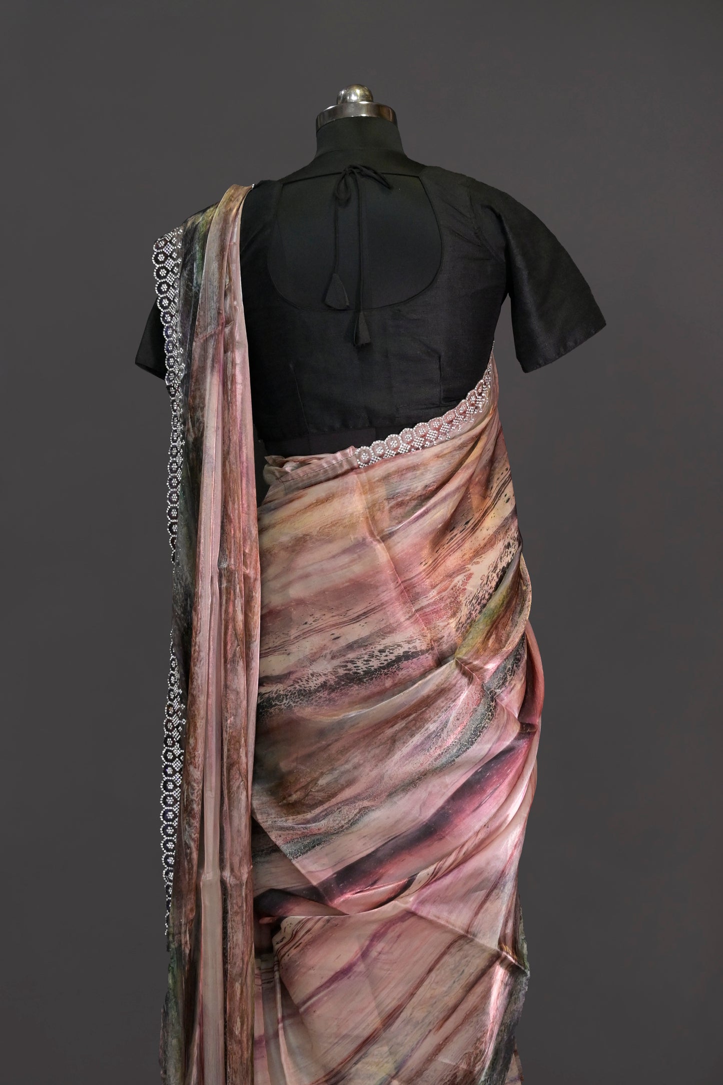 Organza Digital Print Organza With Sarowski Work Border