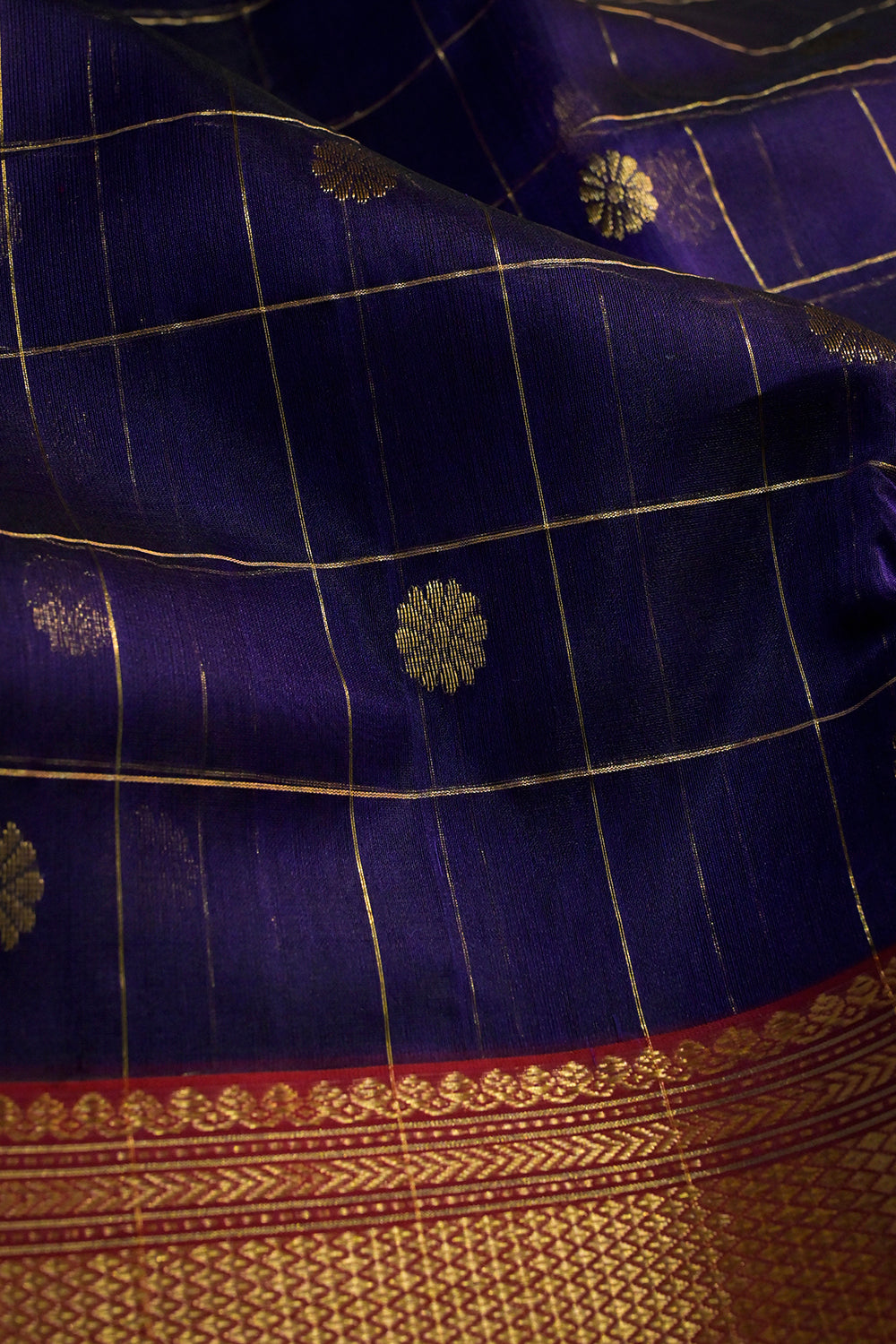 Chanderi Woven Jari Motifs With Chex Pattern