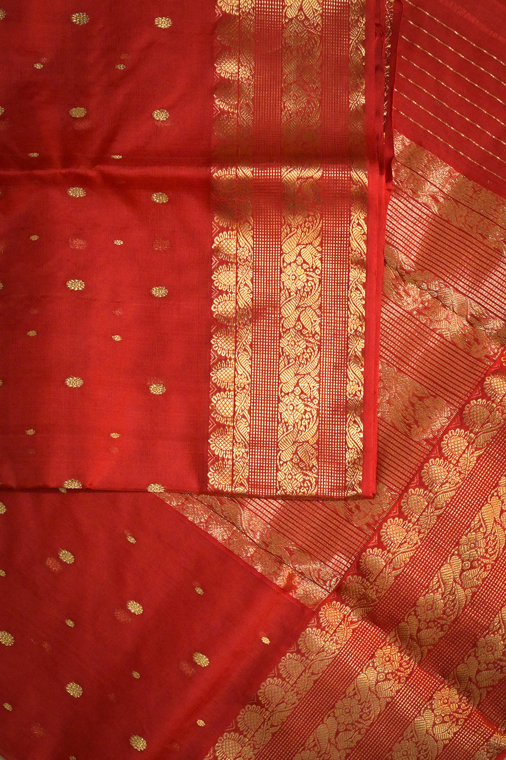 Chanderi Woven Jari Motifs With Triple Mango Border