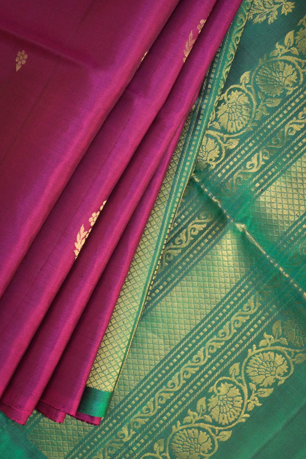 Soft Silk Borderless With Jari Motifs With Green Contrast