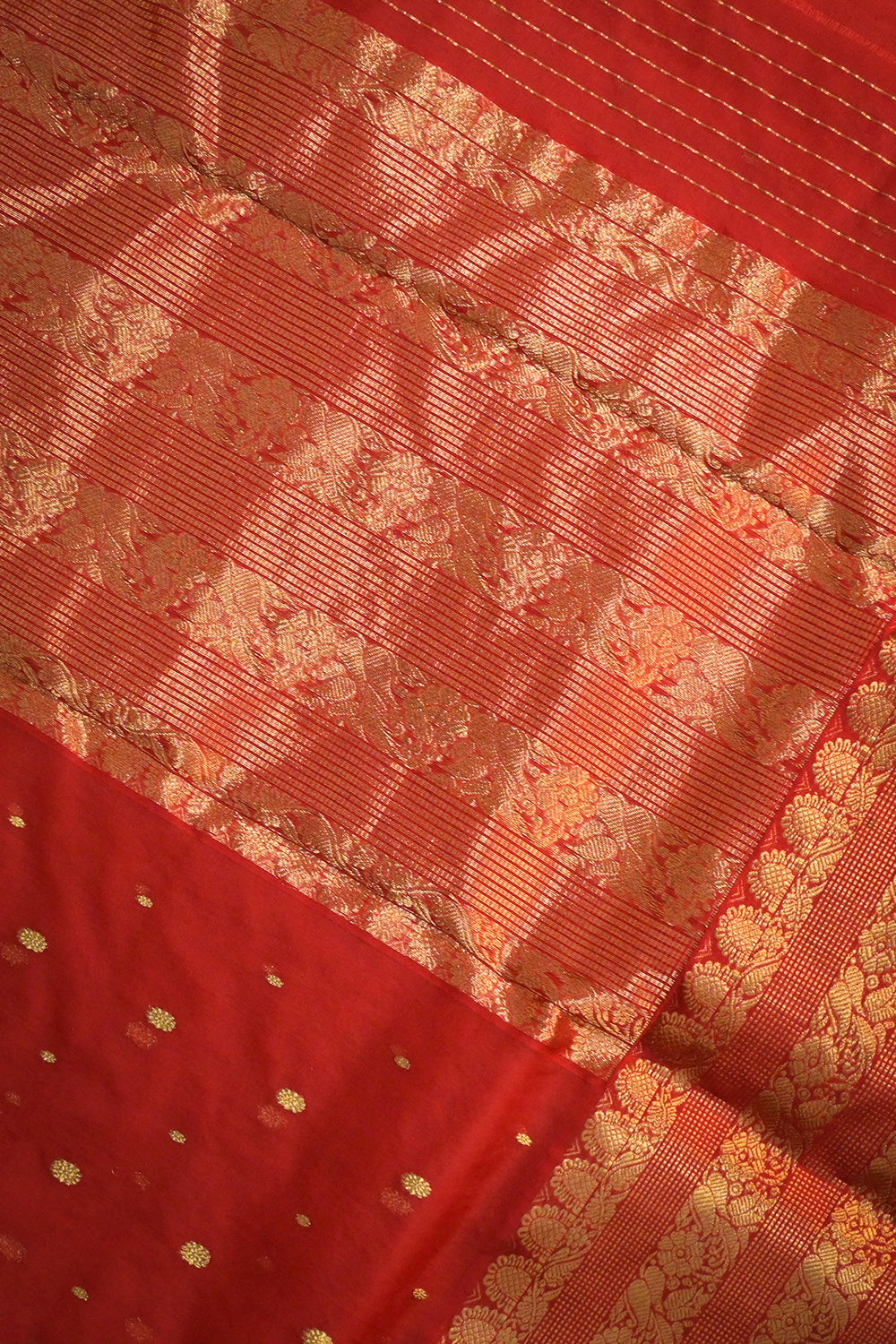 Chanderi Woven Jari Motifs With Triple Mango Border