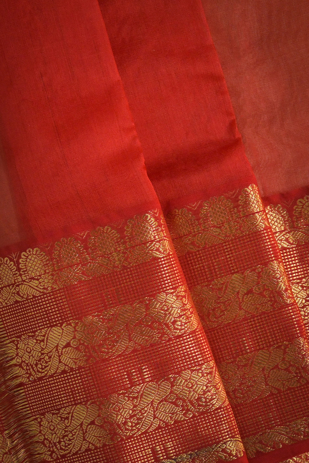 Chanderi Woven Jari Motifs With Triple Mango Border