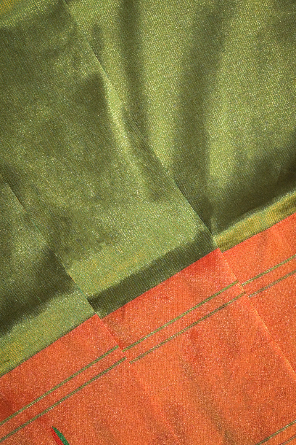 Paithani Handwoven Tissue Paithani With Single Muniya Border