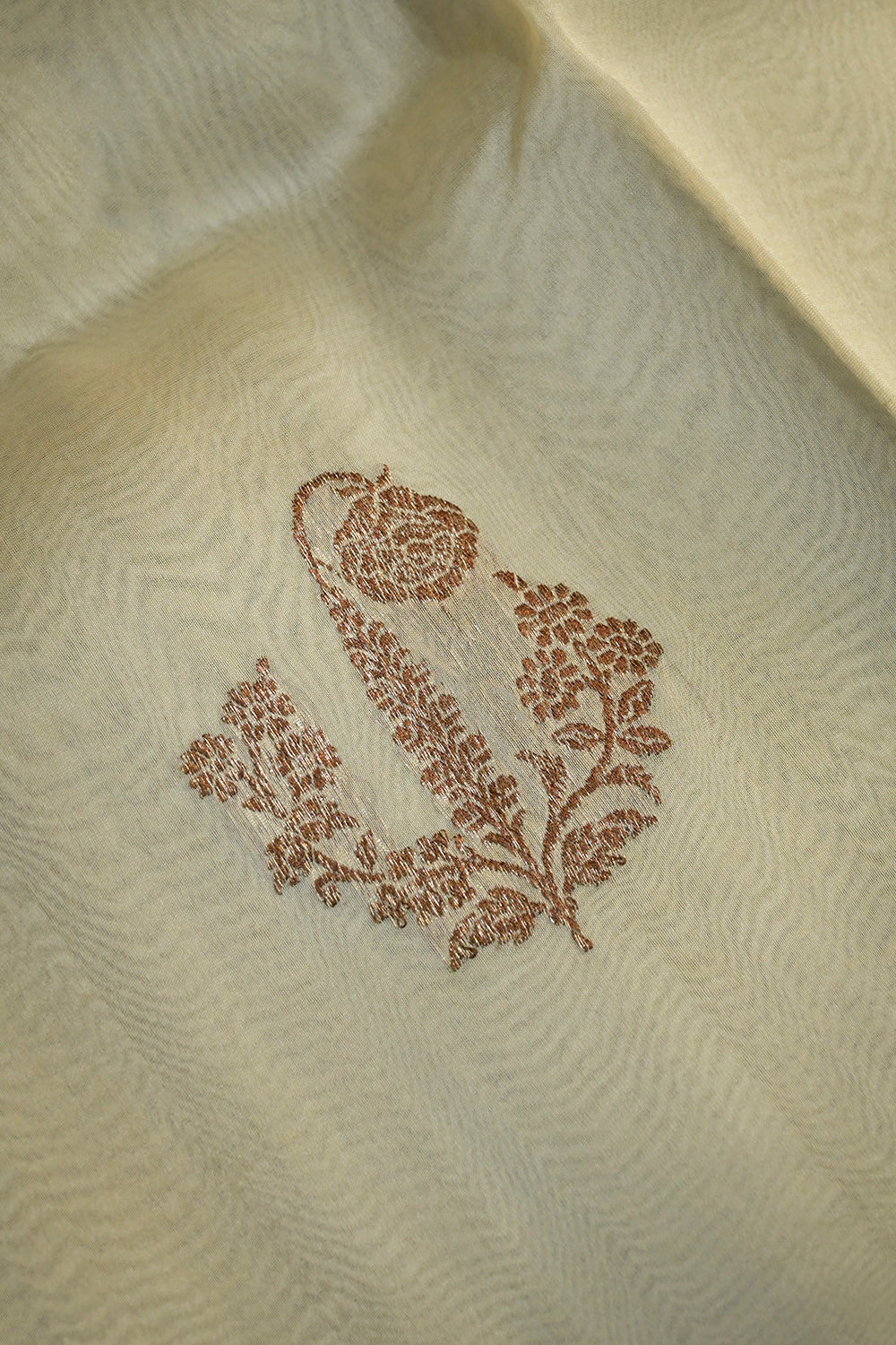 Organza Woven Antique Jari Motifs With Black Contrast