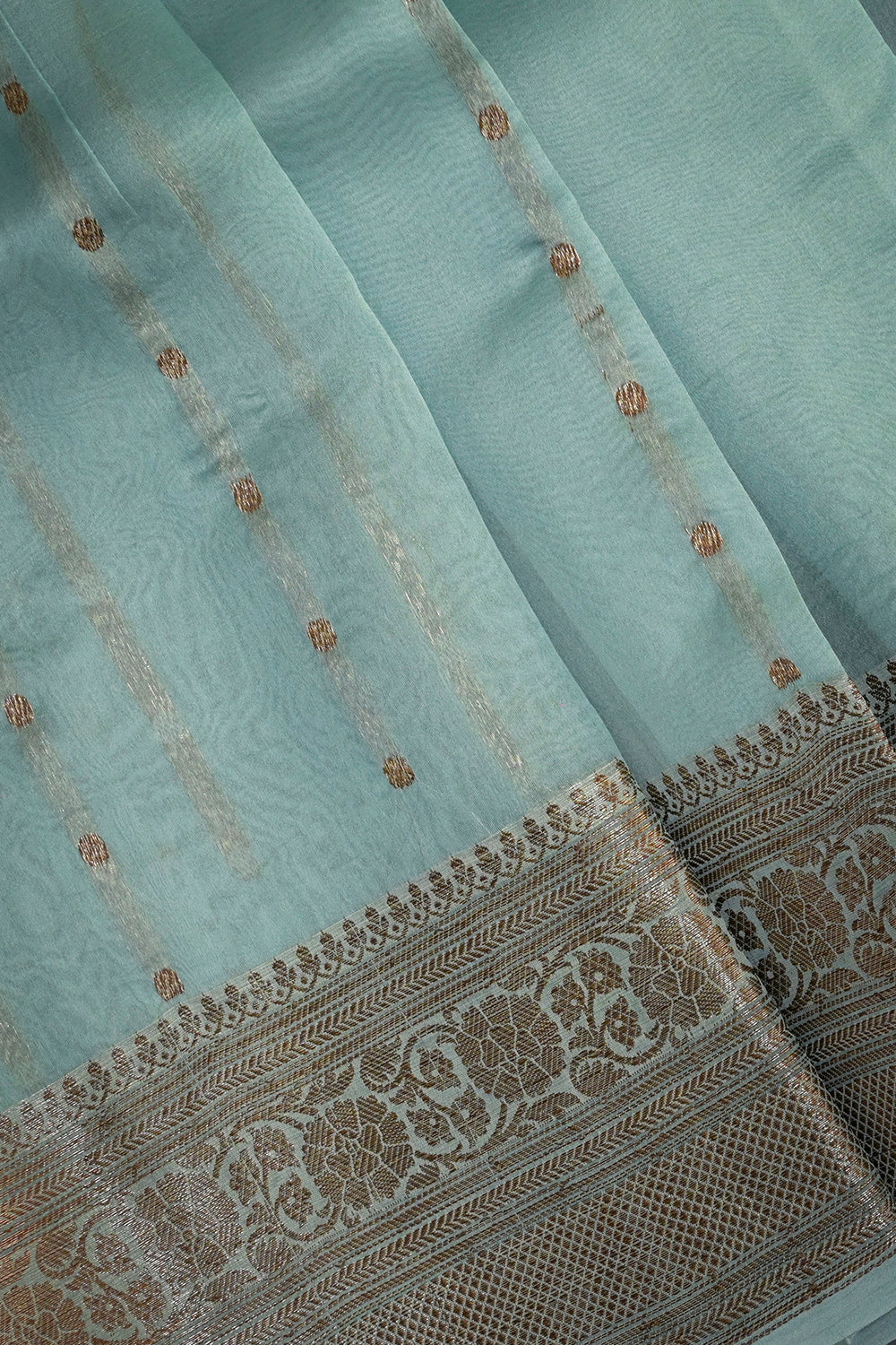 Organza Woven Antique Jari Motifs With Self Matching
