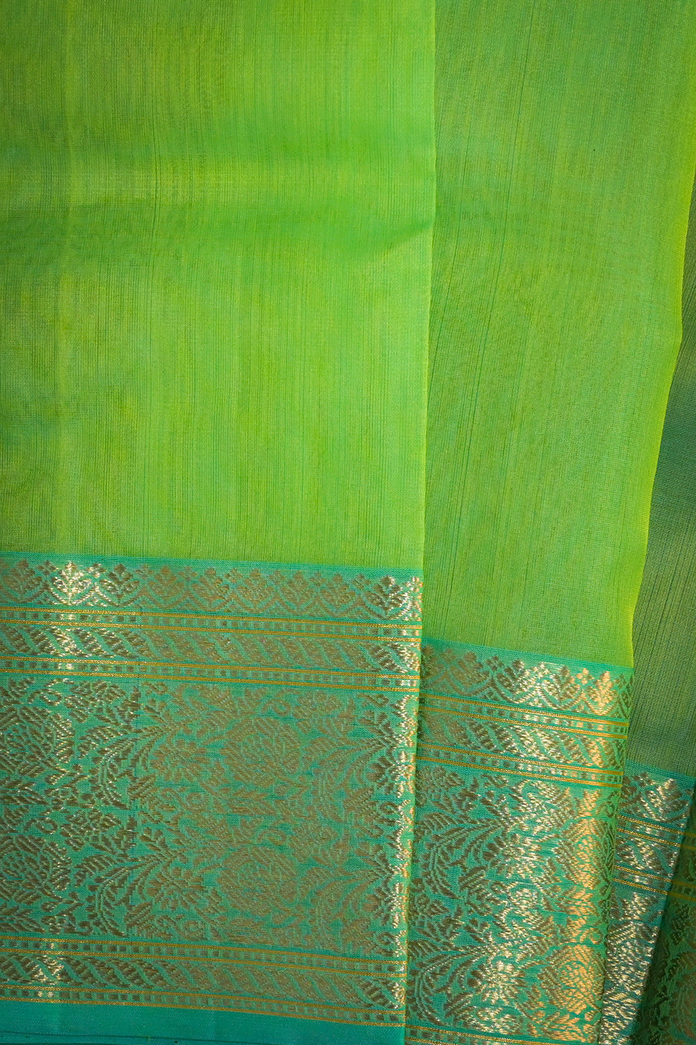 Chanderi Woven Jari Motifs With Blue Contrast