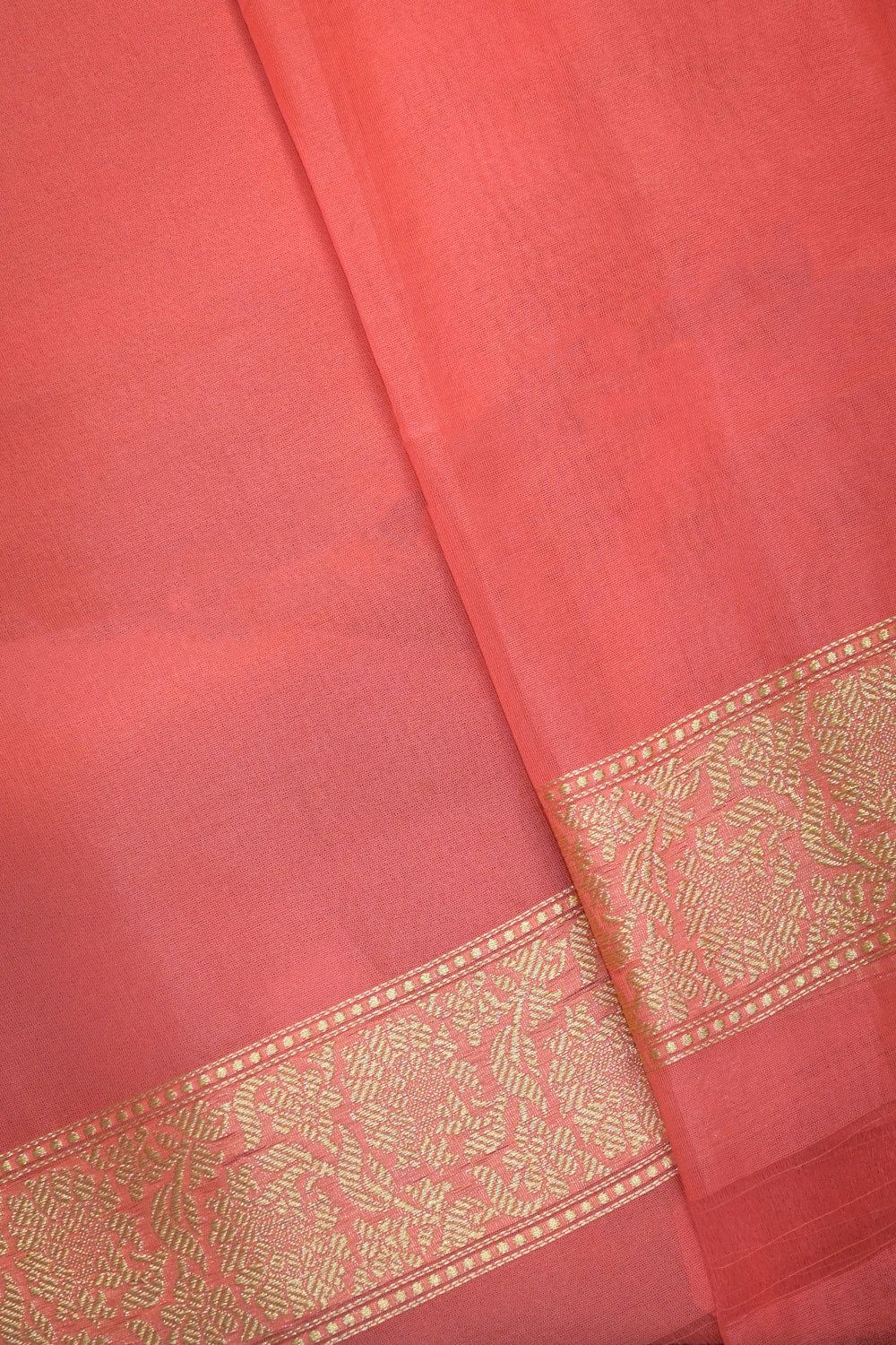 Organza Woven Alternate Gold And Silver Jari Motifs With Self Matching