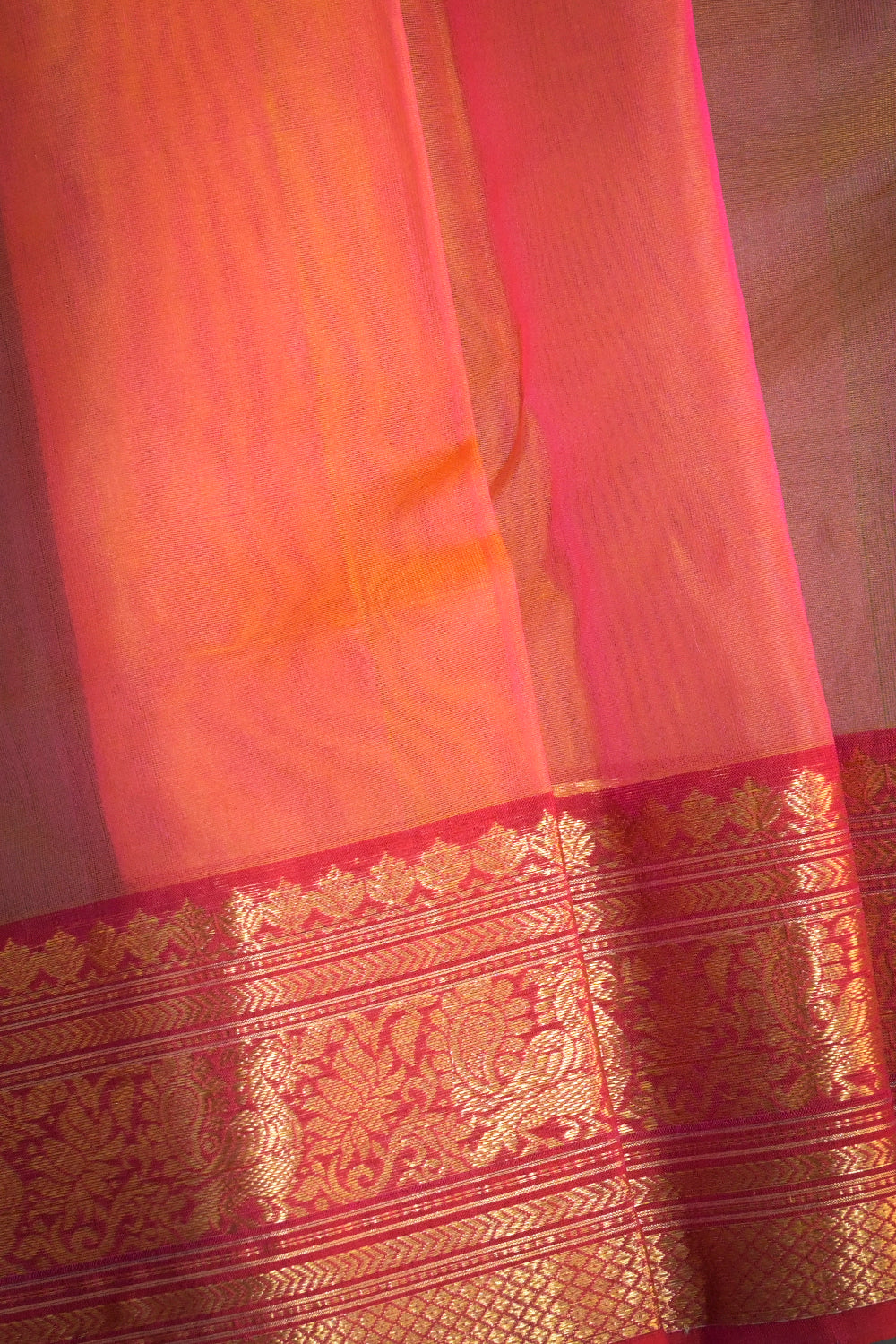 Chanderi Woven Jari Motifs With Red Contrast