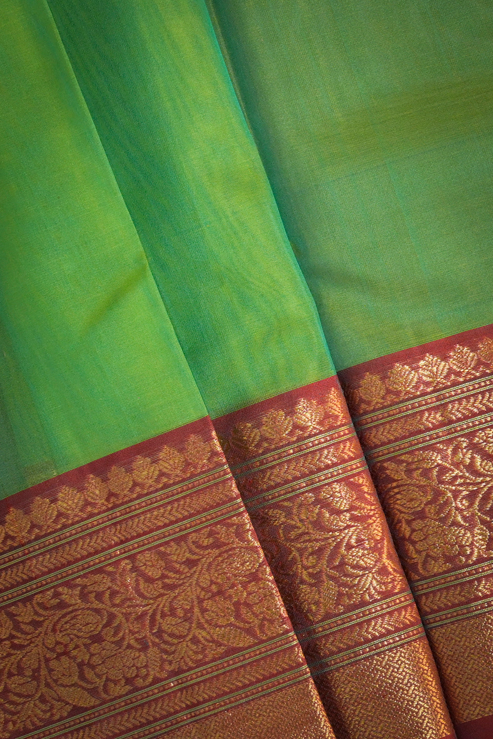 Chanderi Woven Jari Motifs With Red Contrast