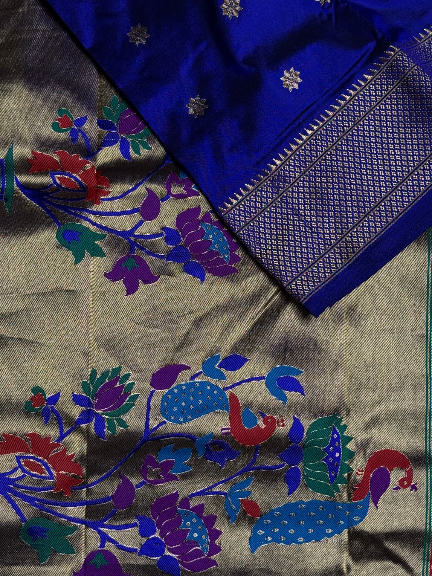 Royal Blue Kalanjali Pure Silk Paithani Saree