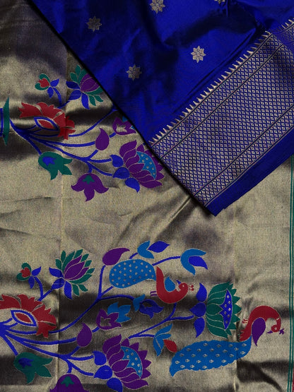 Royal Blue Kalanjali Pure Silk Paithani Saree