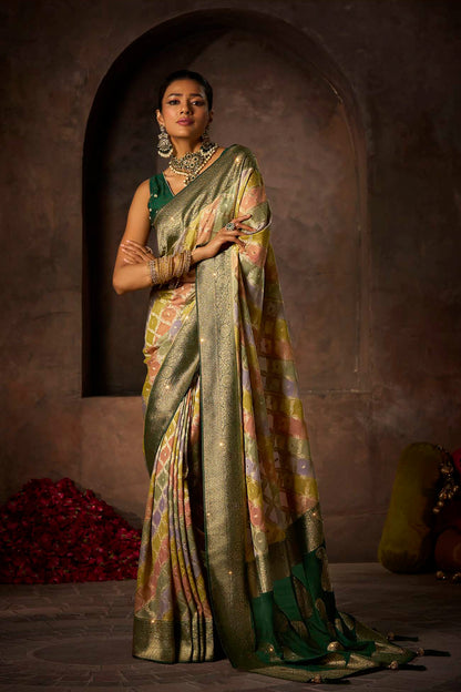 Georgette Multicolour Rangkat Weave With Sarowski Work