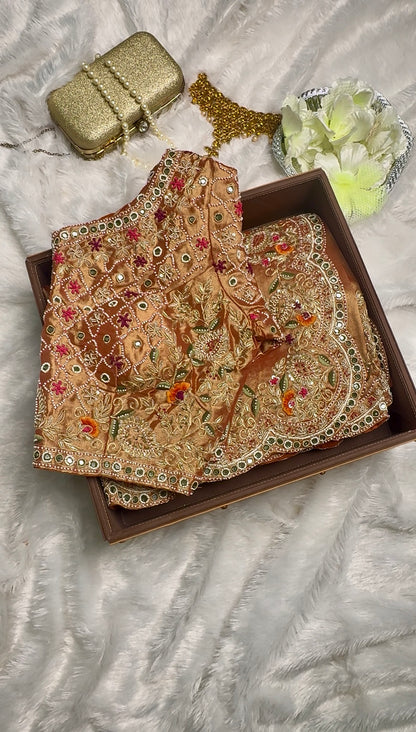 Premium Banarasi Golden Tissue Saree with Heavy Zardosi Work and Blouse