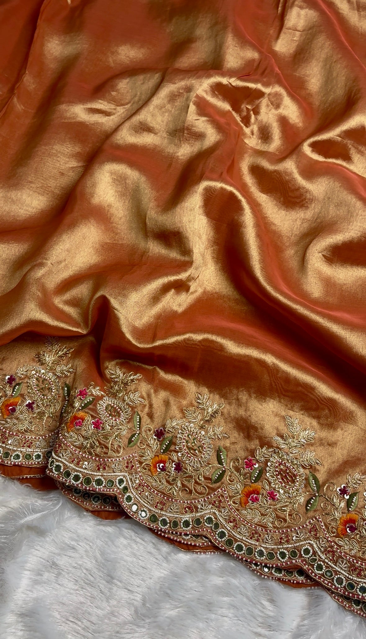 Premium Banarasi Golden Tissue Saree with Heavy Zardosi Work and Blouse
