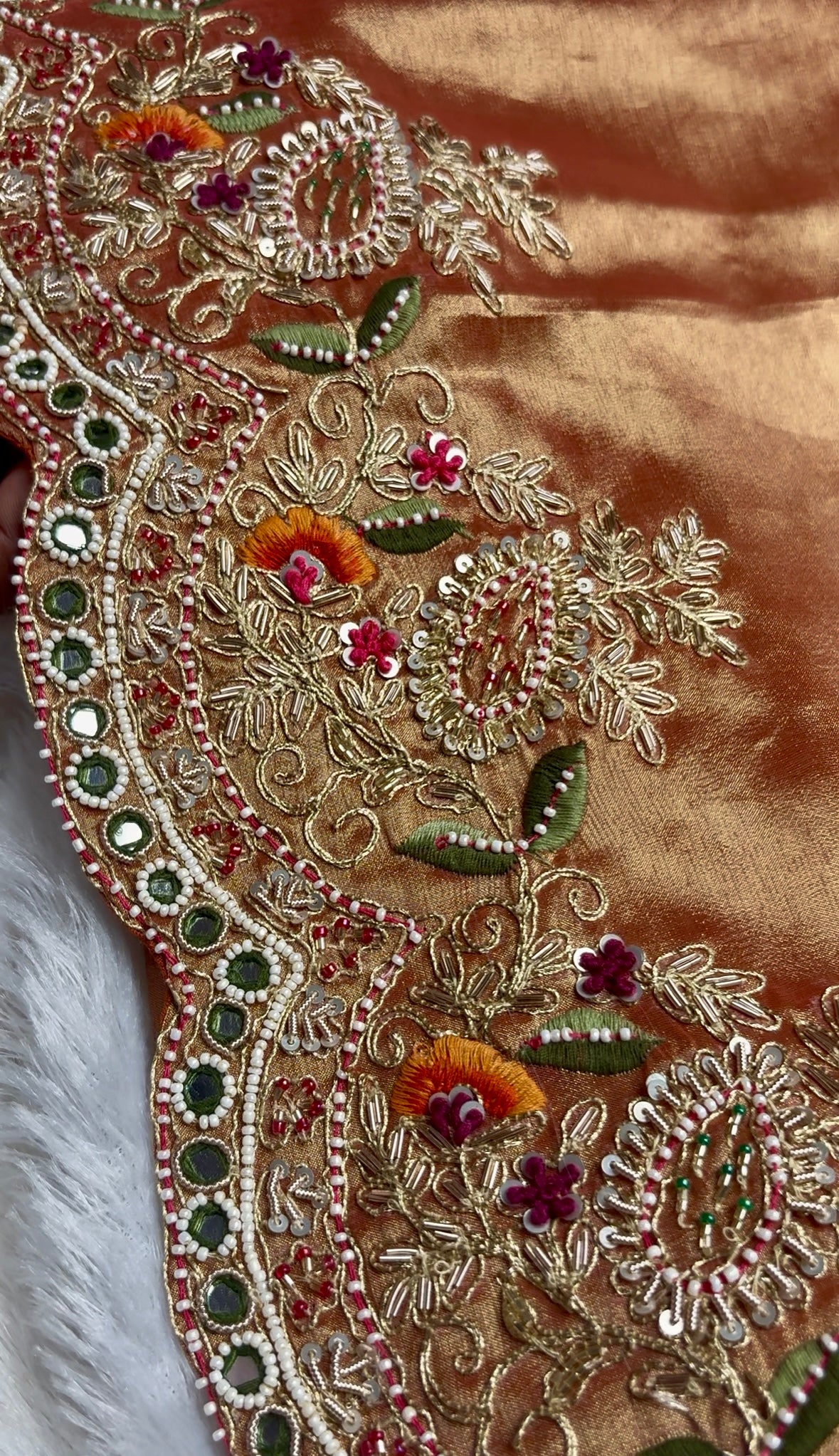 Premium Banarasi Golden Tissue Saree with Heavy Zardosi Work and Blouse
