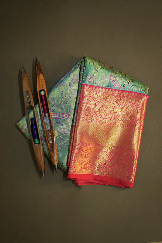 Kanjivaram Woven Meenakari Jari Jaal Tissue