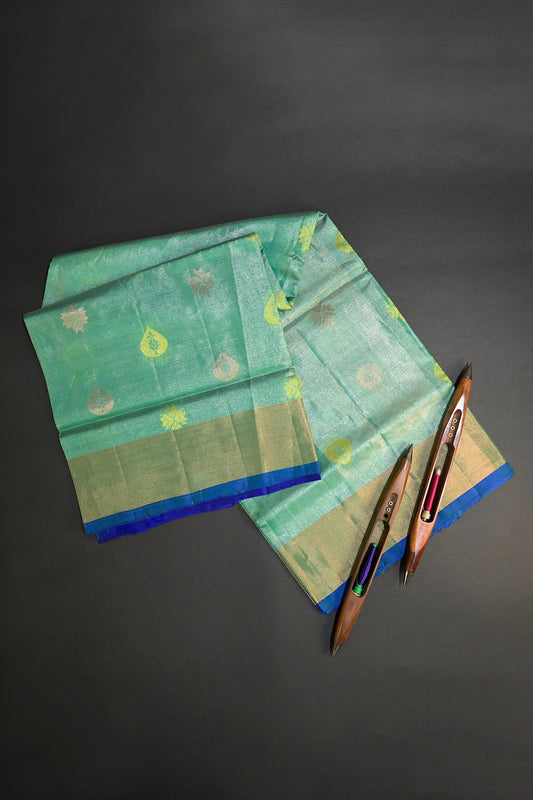 Soft Silk Woven Jari Warp With Silk Motifs