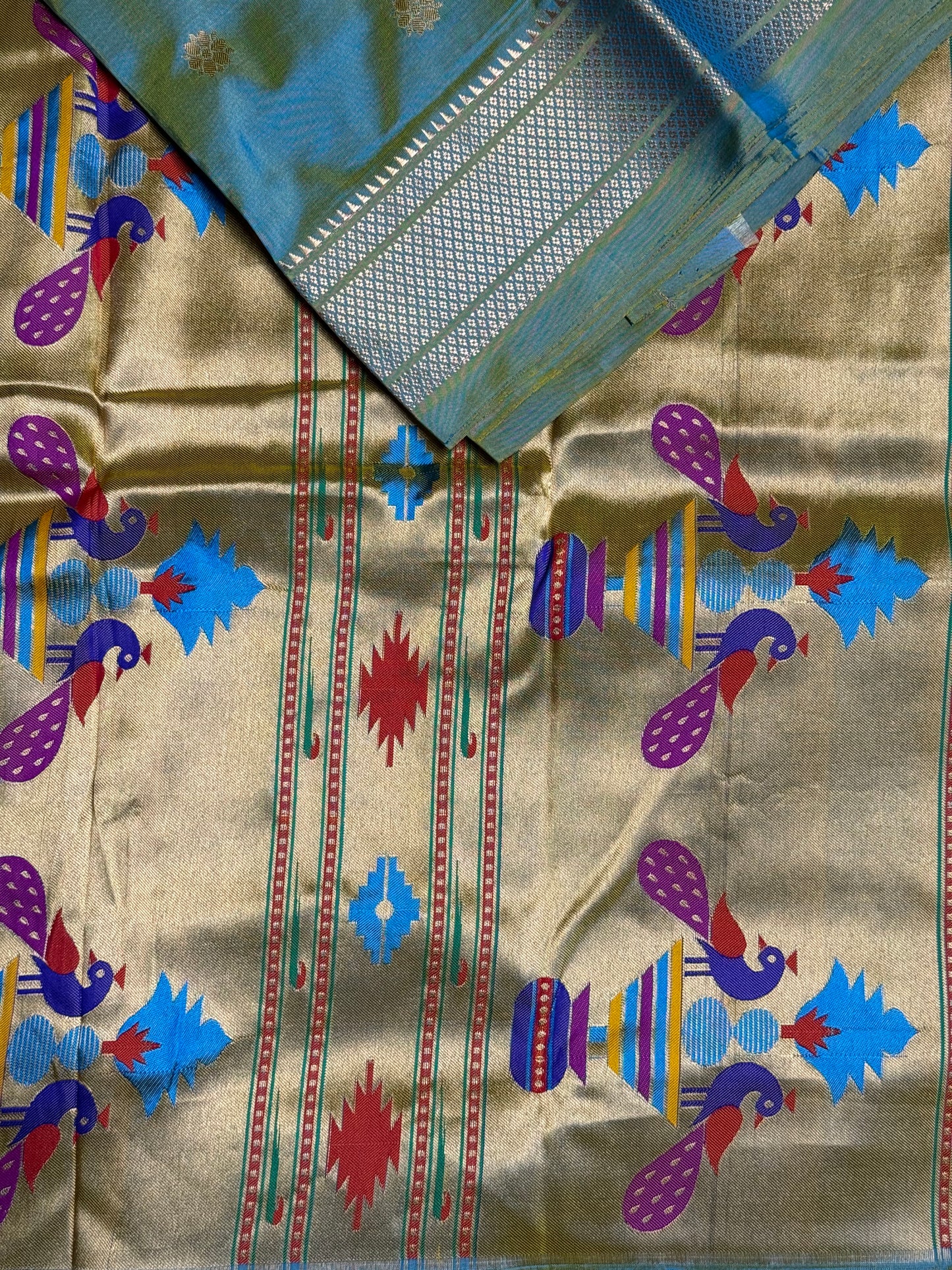 Rama Blue Kalanjali Pure Silk Paithani