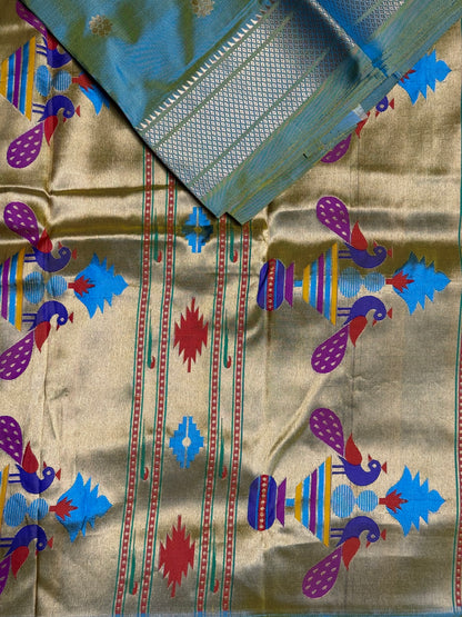 Rama Blue Kalanjali Pure Silk Paithani